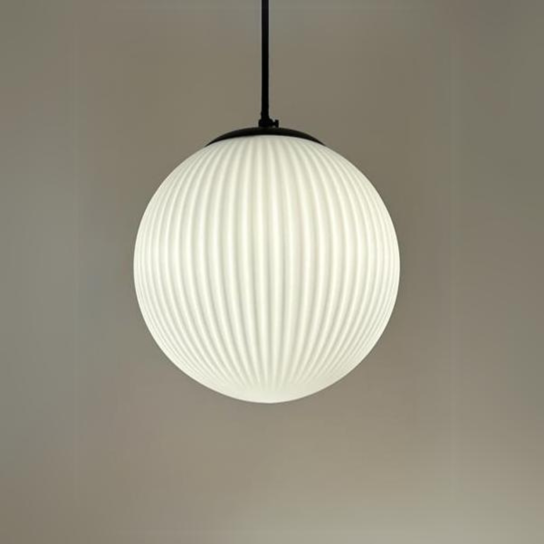 Vintage Pleated Glass Pendant Lamp