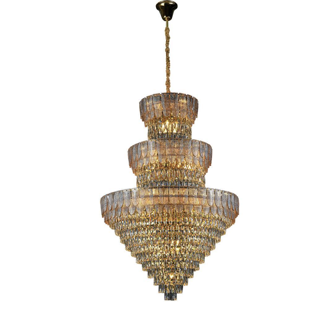 Contemporary Crystal Double Height Chandelier by The Light Library