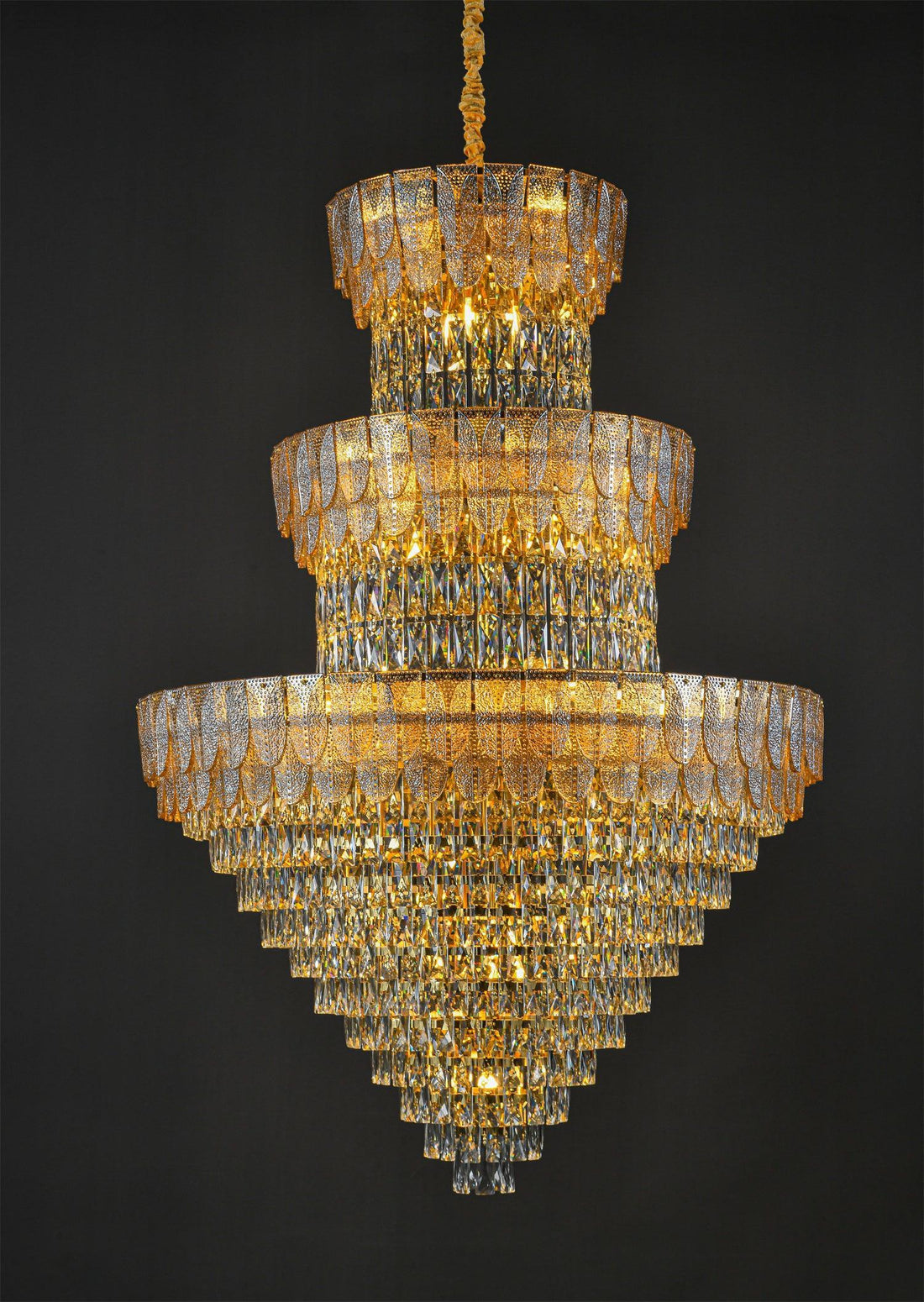 Contemporary Crystal Double Height Chandelier by The Light Library