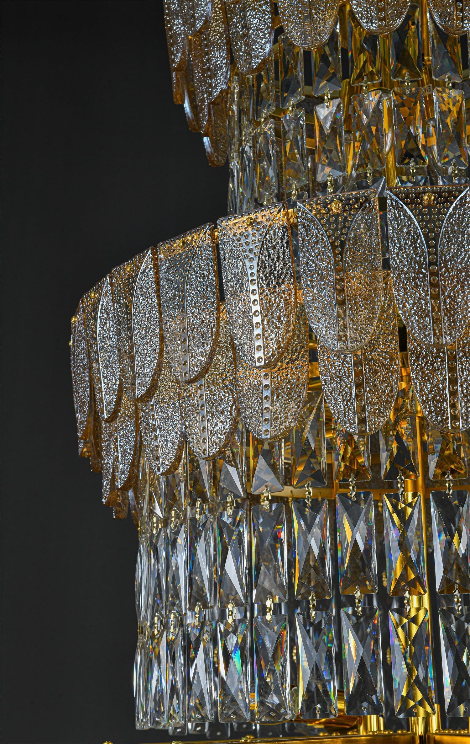 Contemporary Crystal Double Height Chandelier by The Light Library
