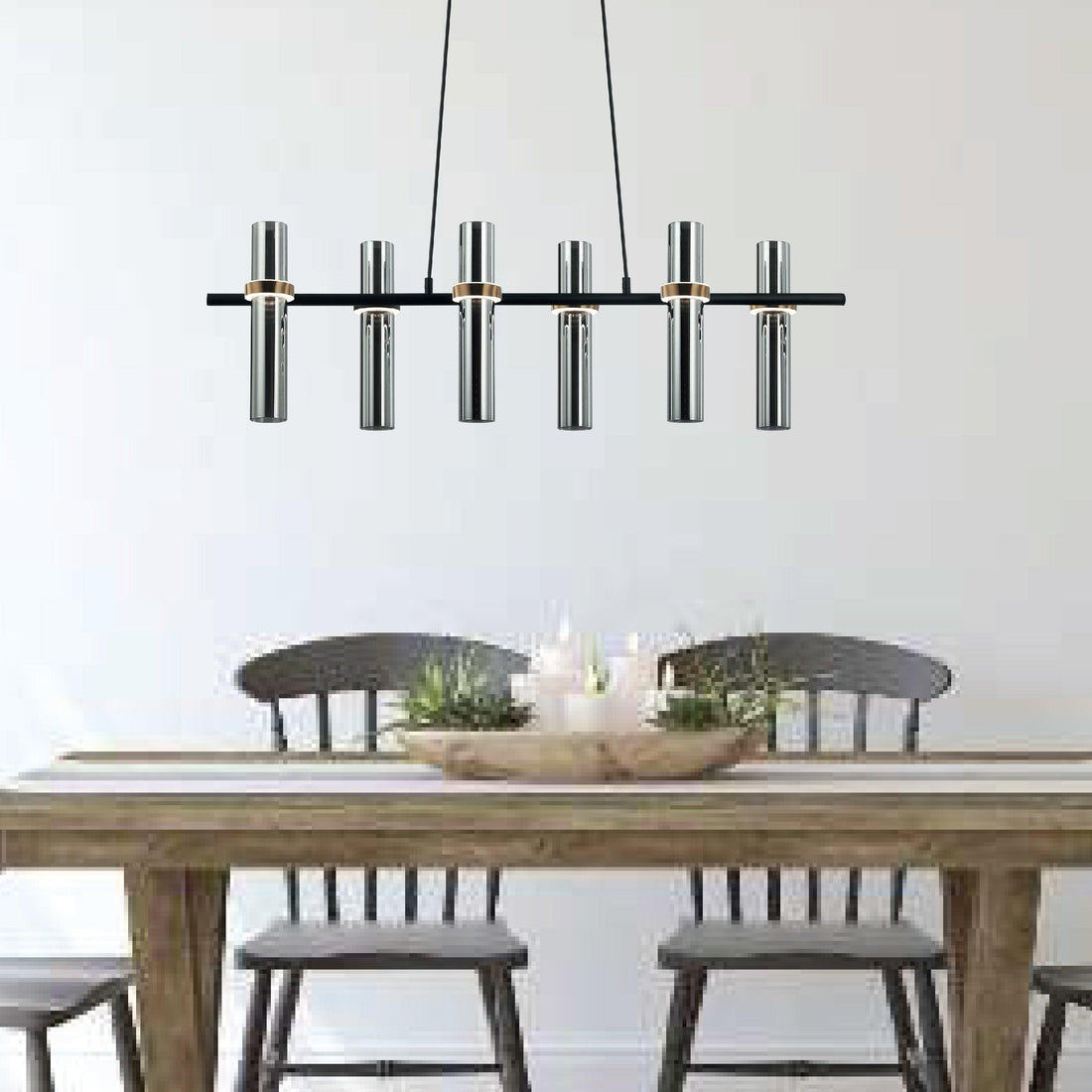 Smokey Cane 6 Linear Pendant Light by The Light Library